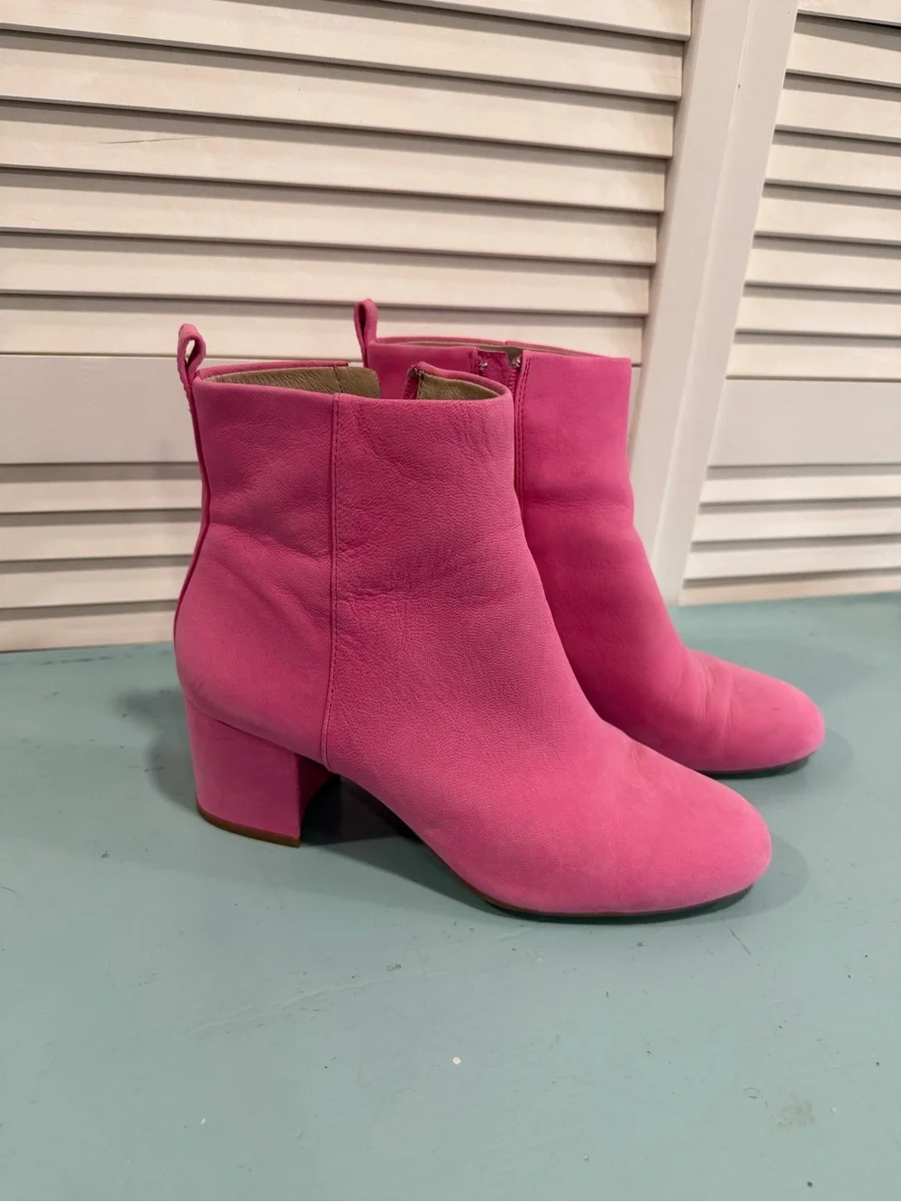 Pink Women's Leather Ankle Boots Size 8.5